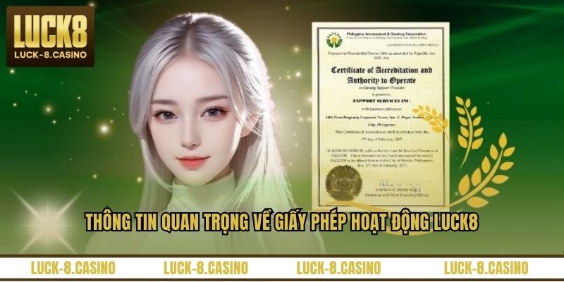 Thông tin quan trọng về giấy phép hoạt động LUCK8